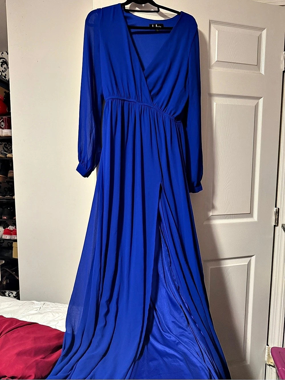 Lulus Wondrous Water Lilies Royal Blue Maxi Dress
